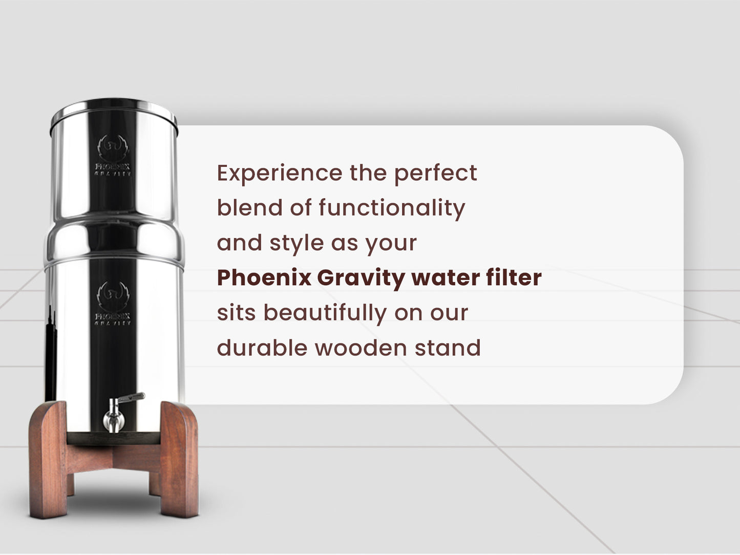Wooden Stand Phoenix Gravity Water Filter